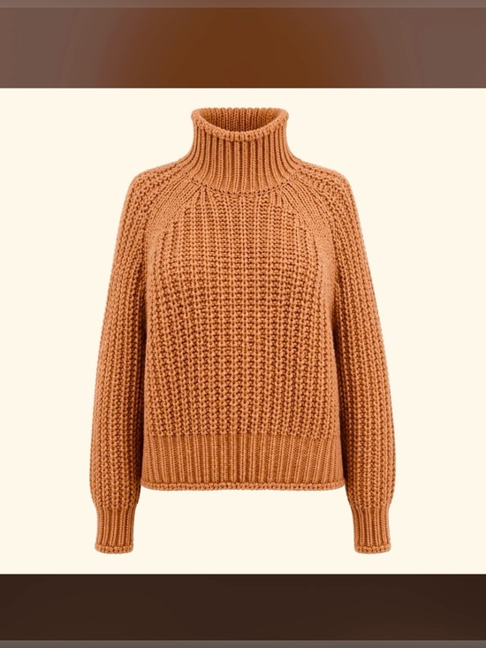 H&M Sweaters - H&M Ribbed Chunky Turtleneck Sweater - Camel Brown